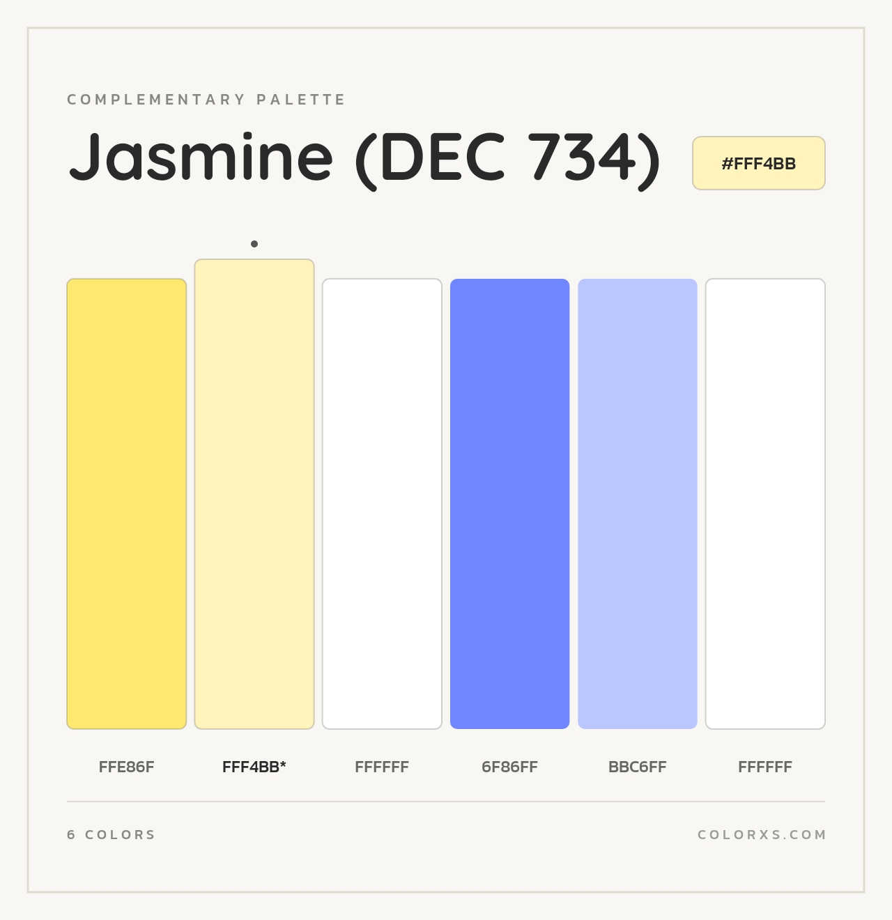 Jasmine (DEC 734) - Complementary Color Palette