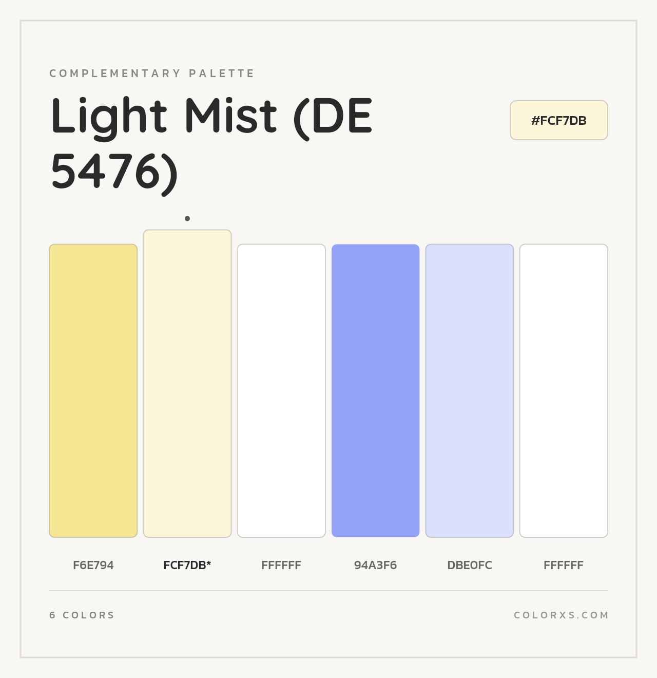 Light Mist (DE 5476) - Complementary Color Palette