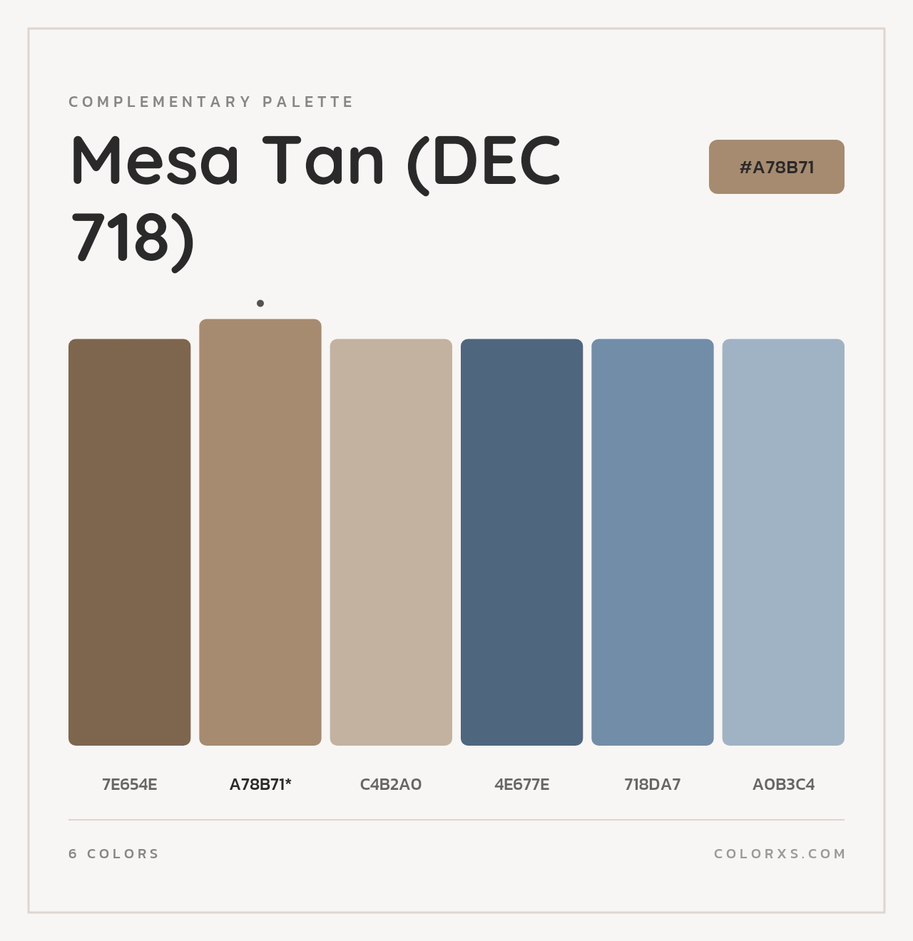 Mesa Tan (DEC 718) - Complementary Color Palette