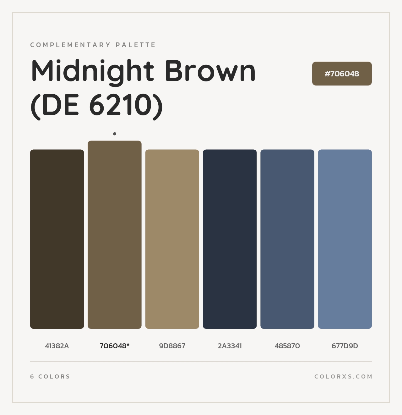 Midnight Brown (DE 6210) - Complementary Color Palette