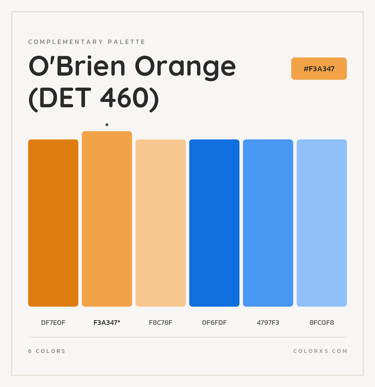 O'Brien Orange (DET 460) - Complementary Color Palette