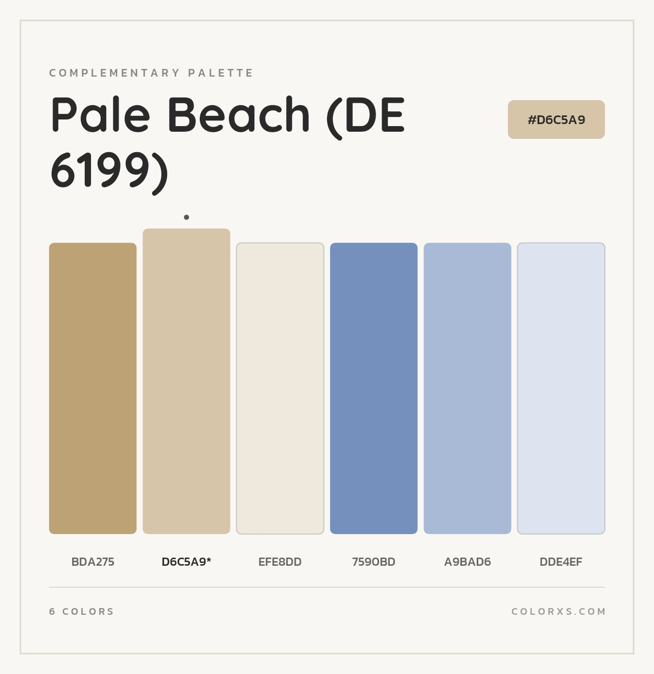 Pale Beach (DE 6199) - Complementary Color Palette