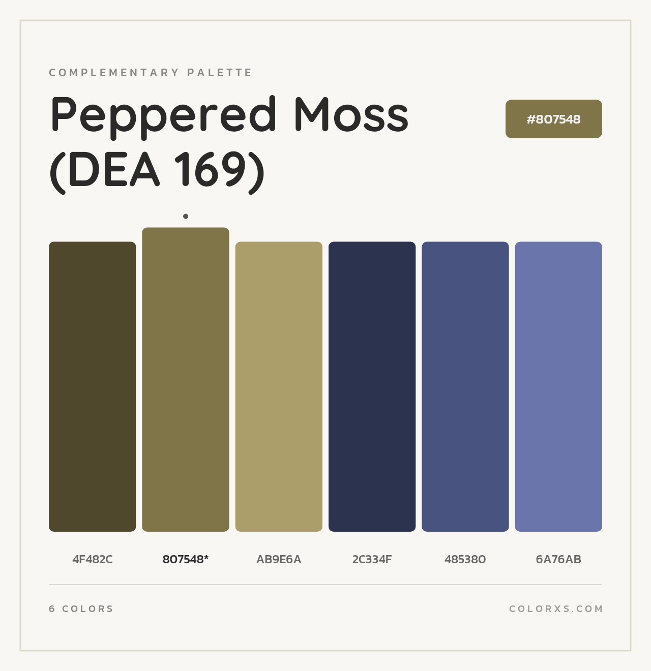 Peppered Moss (DEA 169) - Complementary Color Palette