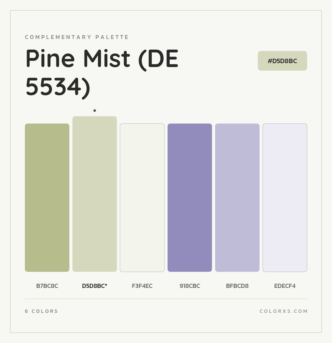 Pine Mist (DE 5534) - Complementary Color Palette