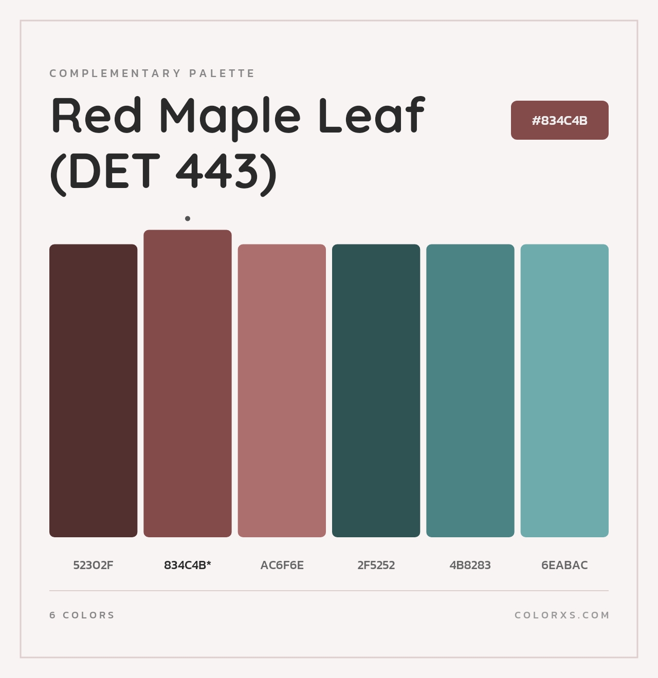 Red Maple Leaf (DET 443) - Complementary Color Palette