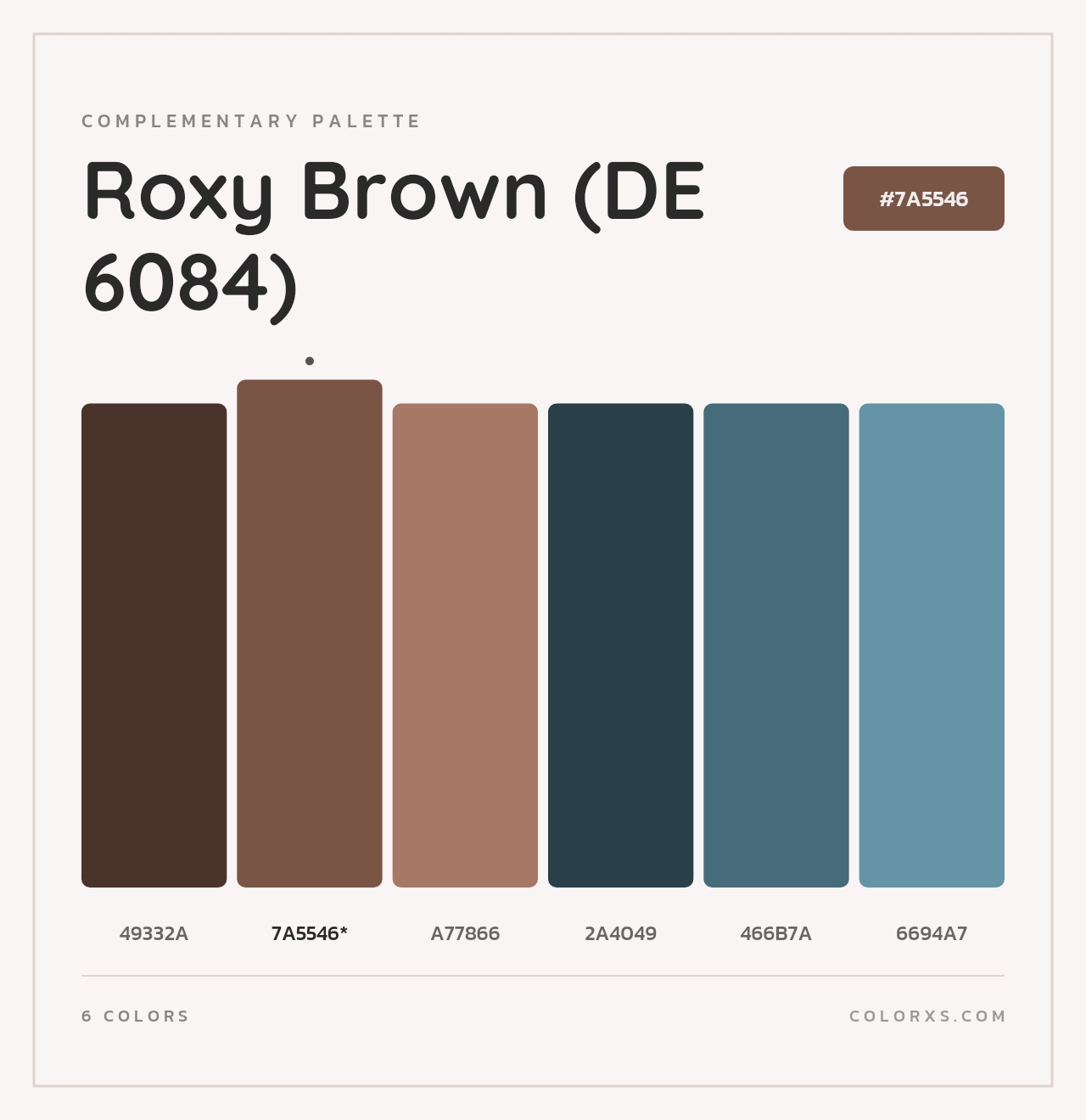 Roxy Brown (DE 6084) - Complementary Color Palette