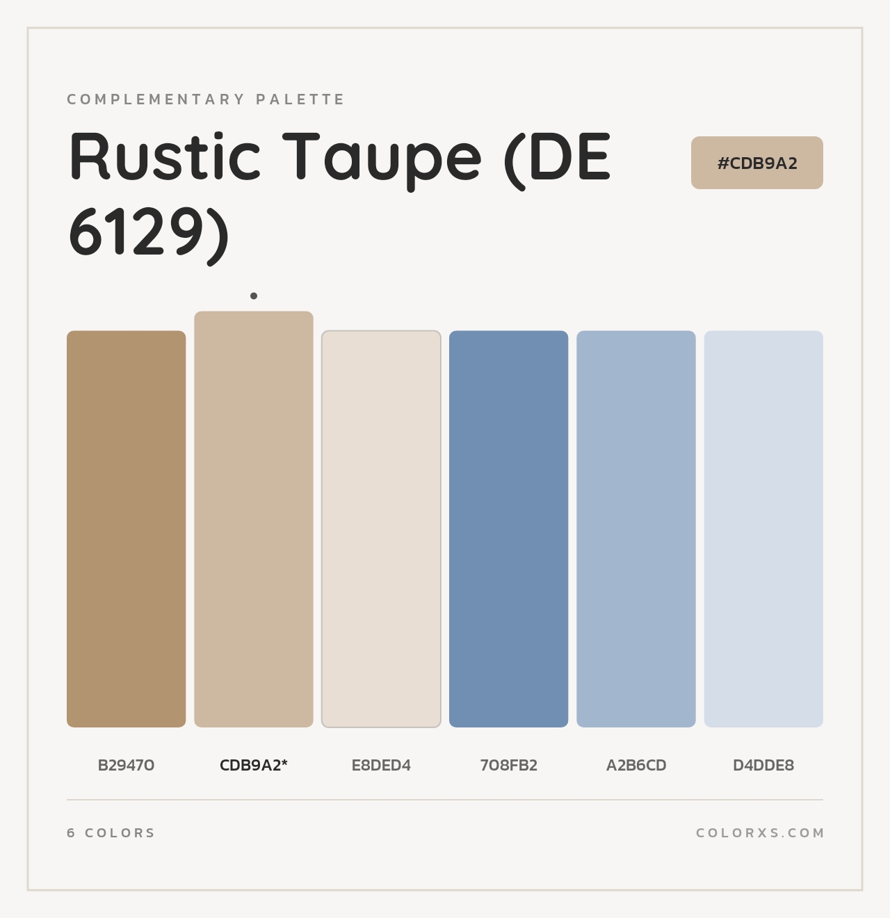 Rustic Taupe (DE 6129) - Complementary Color Palette