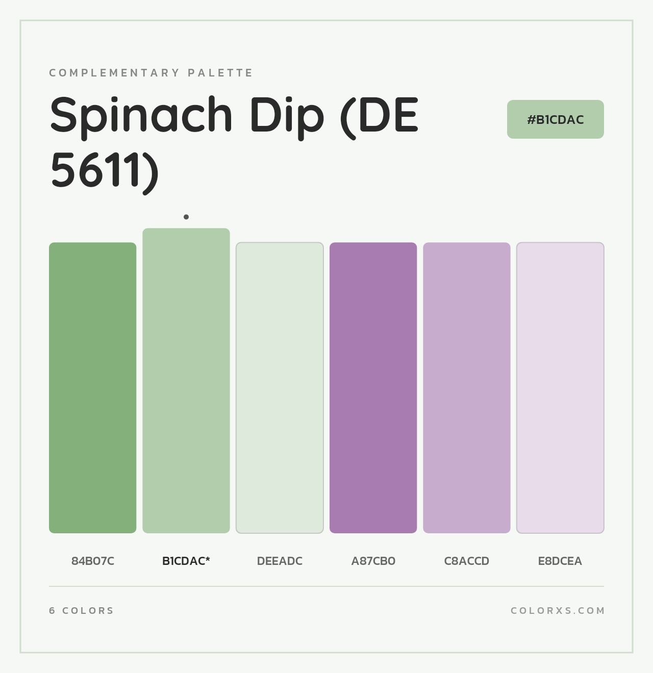 Spinach Dip (DE 5611) - Complementary Color Palette