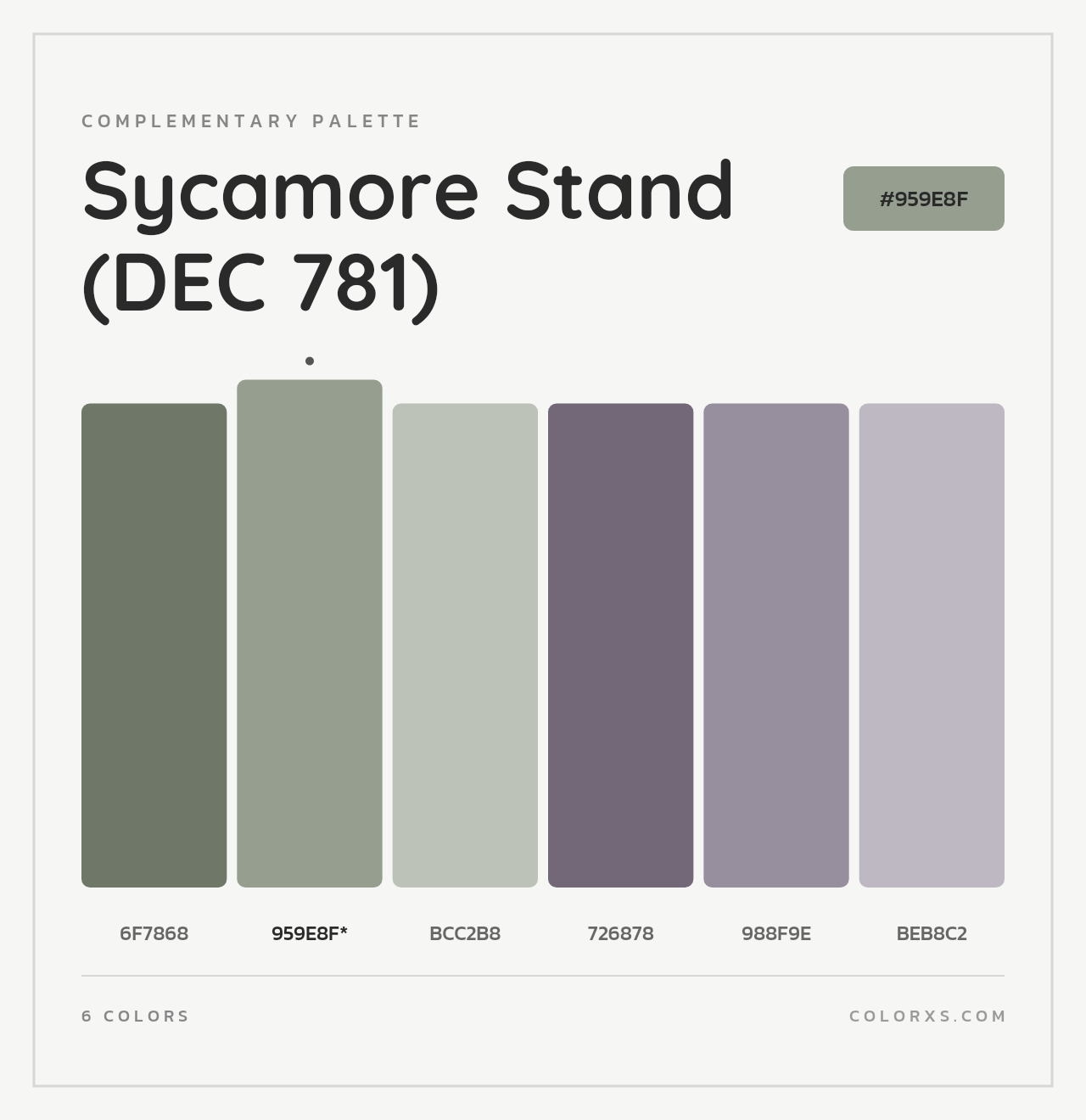 Sycamore Stand (DEC 781) - Complementary Color Palette