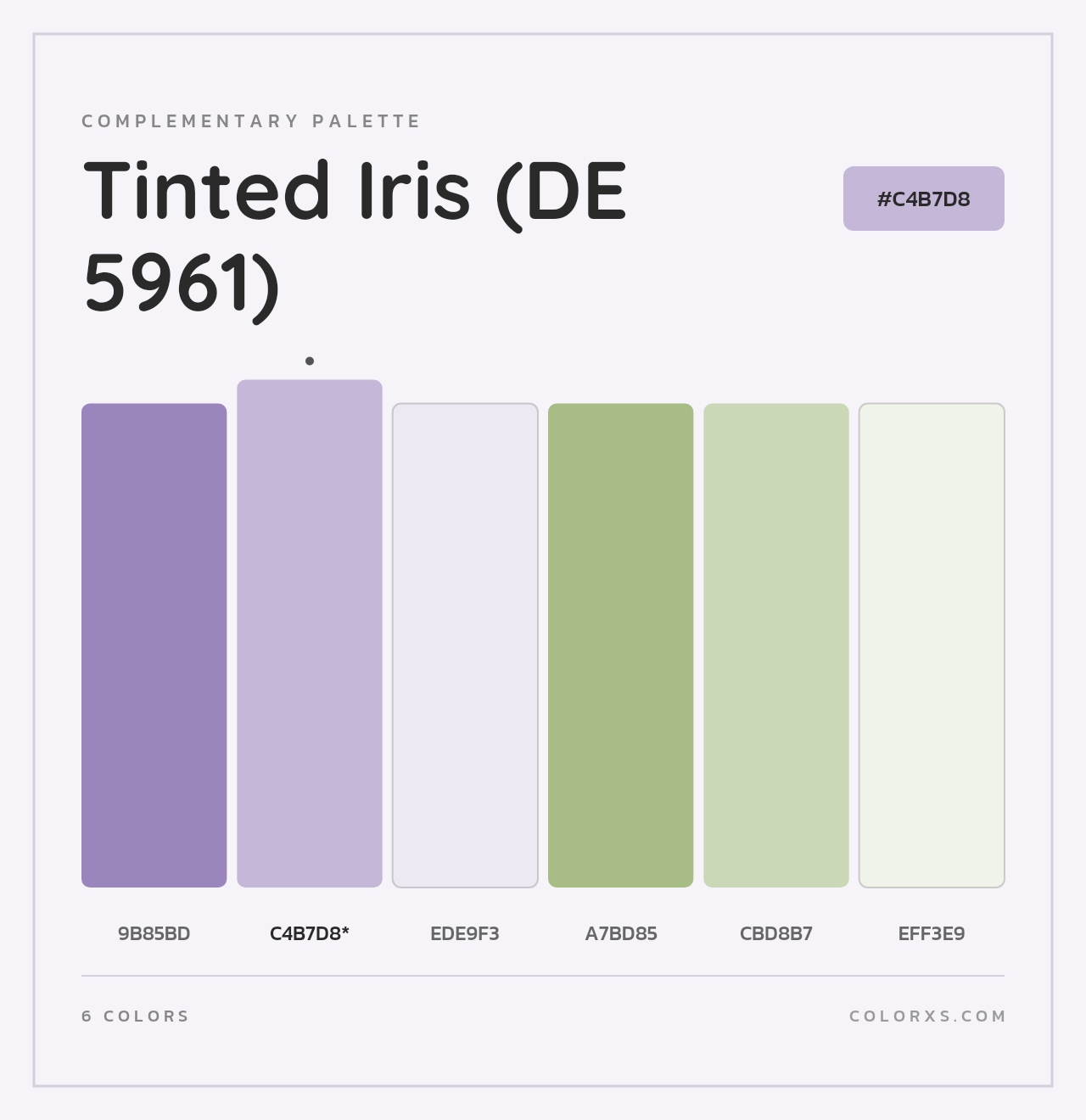 Tinted Iris (DE 5961) - Complementary Color Palette