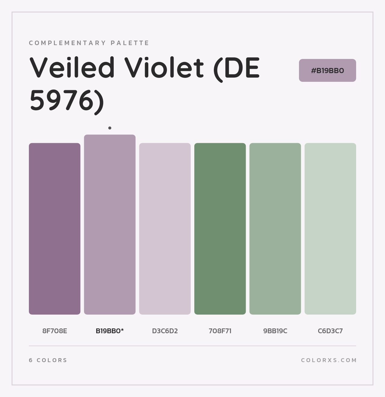 Veiled Violet (DE 5976) - Complementary Color Palette