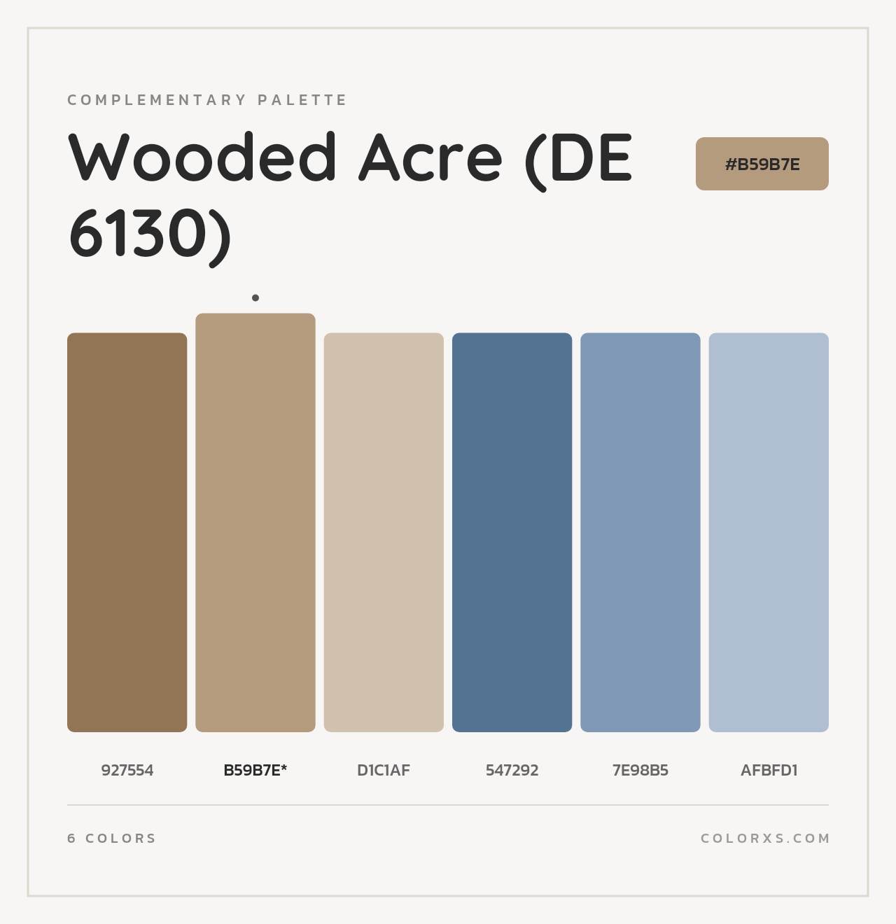 Wooded Acre (DE 6130) - Complementary Color Palette