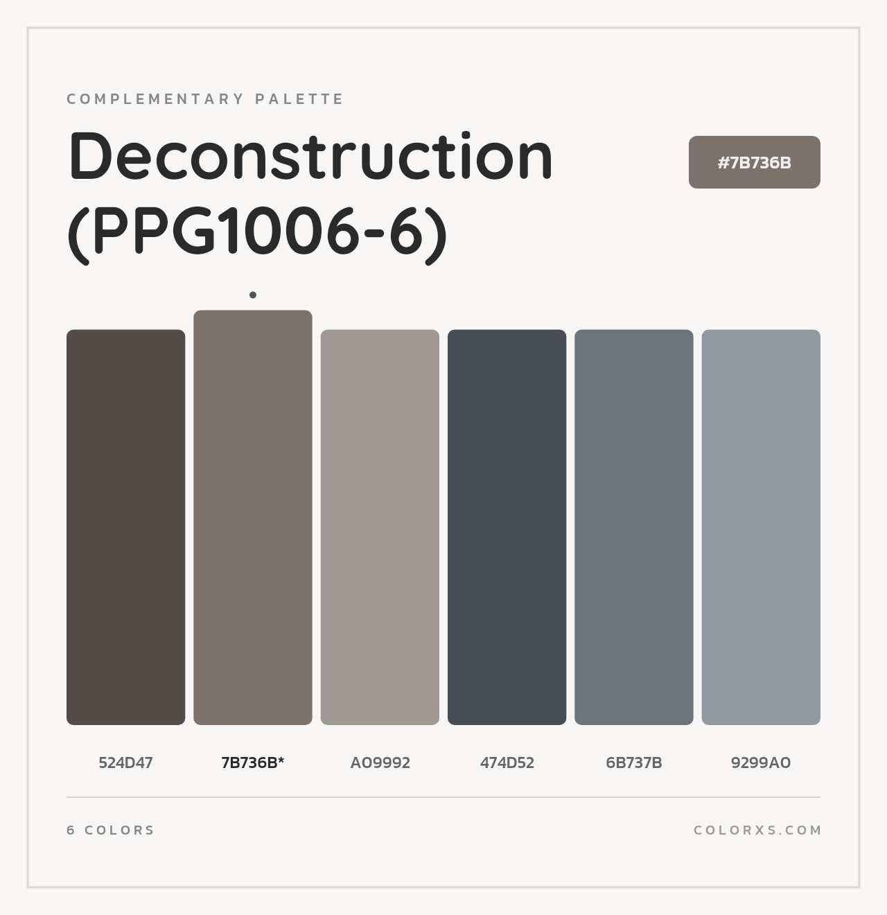 Deconstruction (PPG1006-6) - Complementary Color Palette