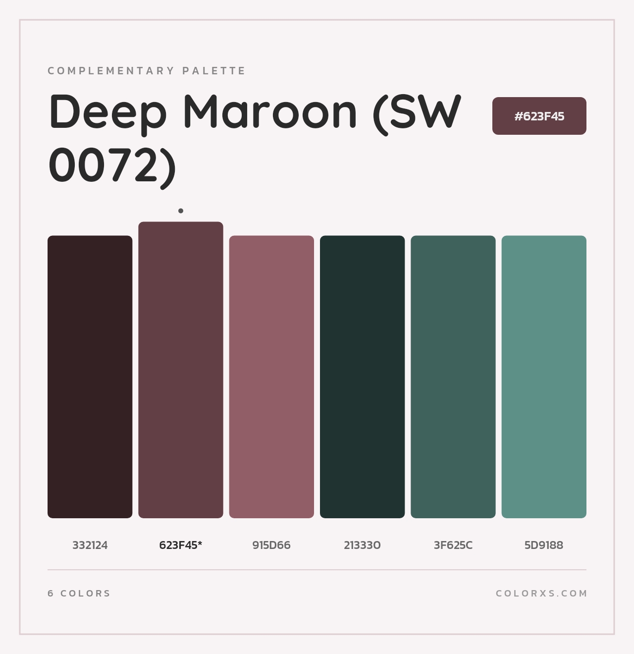 Deep Maroon (SW 0072) - Complementary Color Palette