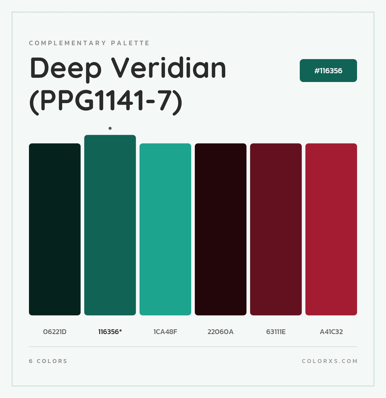 Deep Veridian (PPG1141-7) - Complementary Color Palette