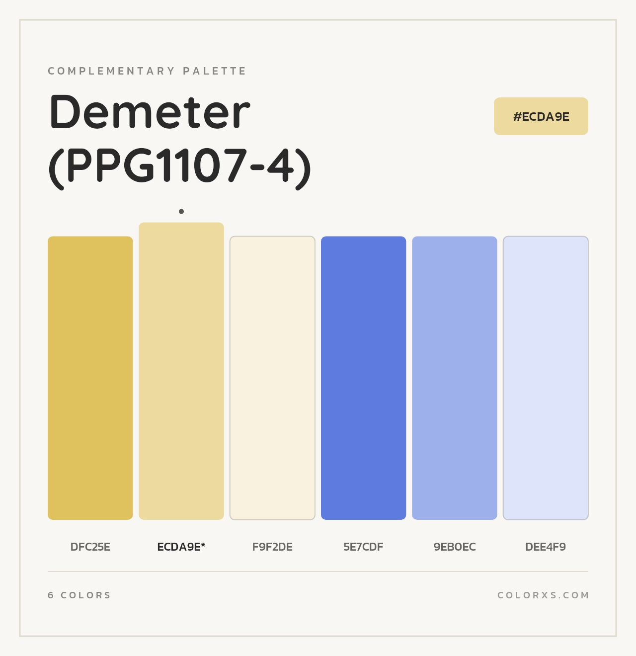 Demeter (PPG1107-4) - Complementary Color Palette