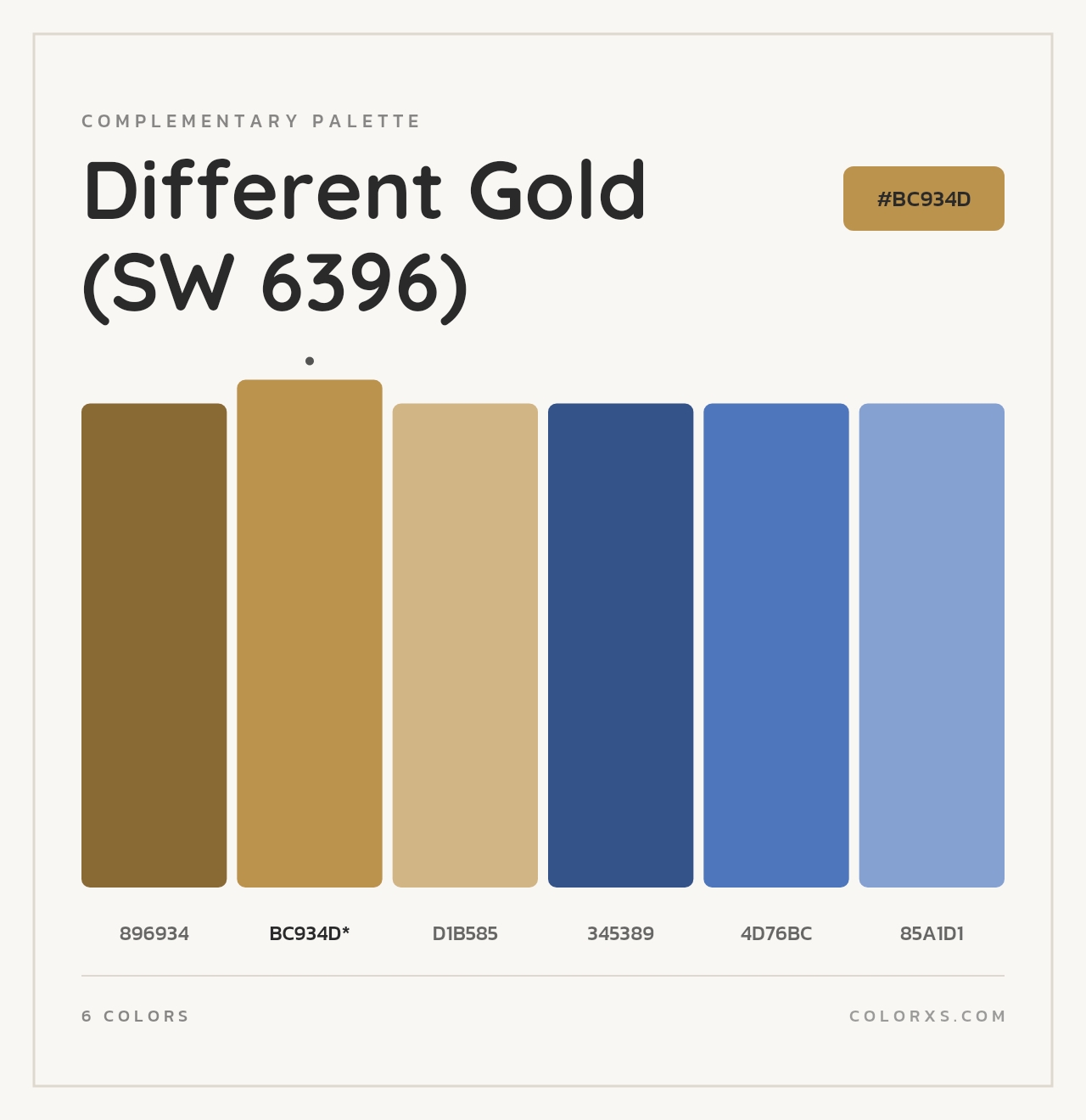 Different Gold (SW 6396) - Complementary Color Palette