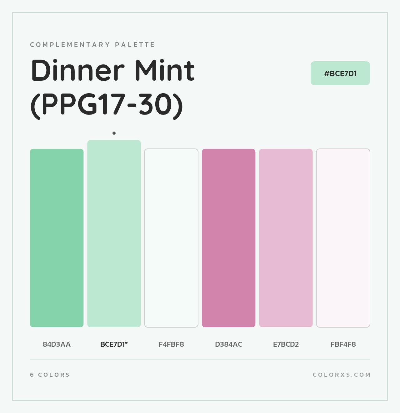 Dinner Mint (PPG17-30) - Complementary Color Palette