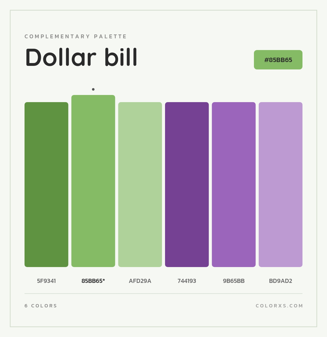 Dollar bill - Complementary Color Palette