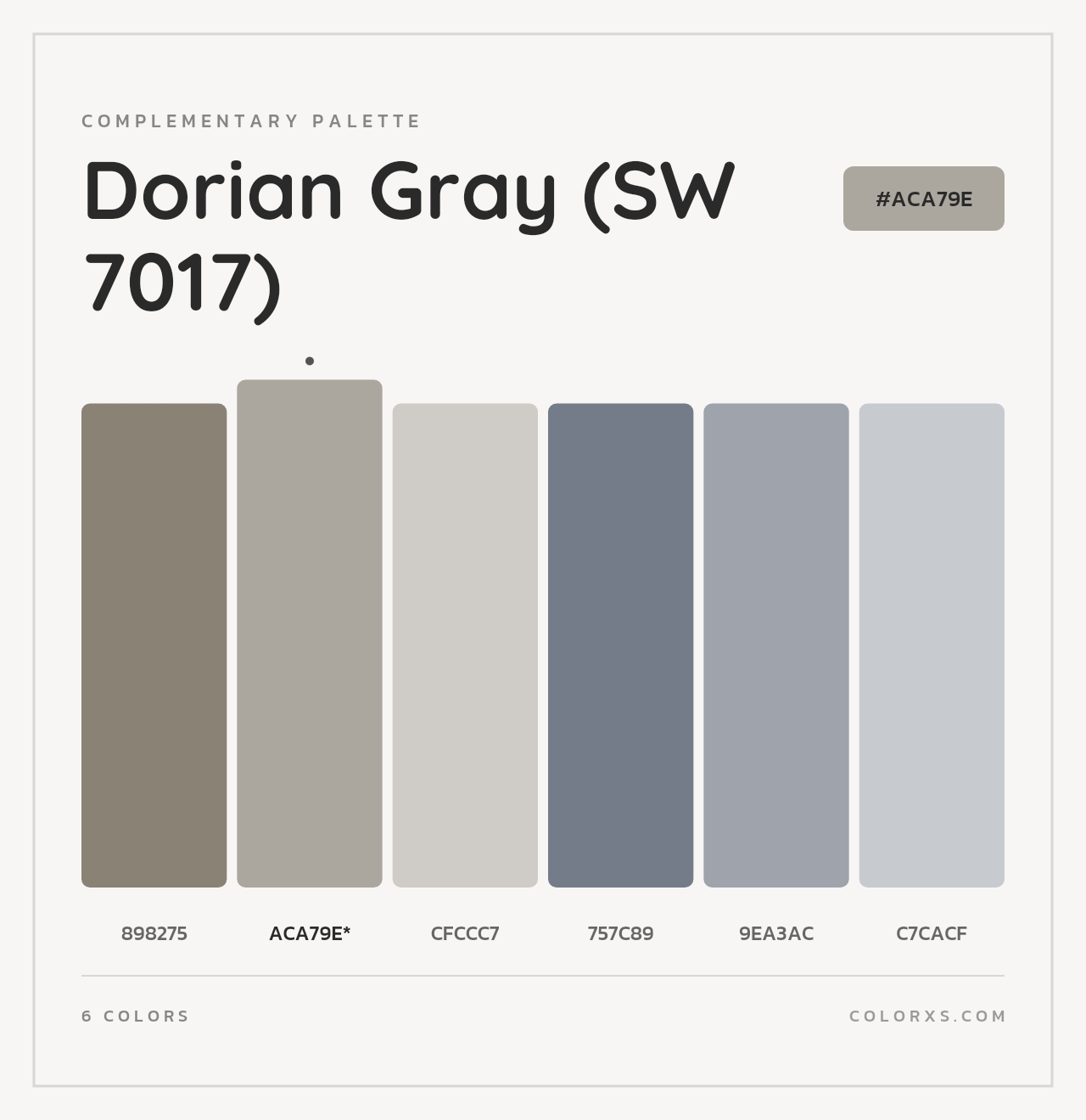 Dorian Gray (SW 7017) - Complementary Color Palette