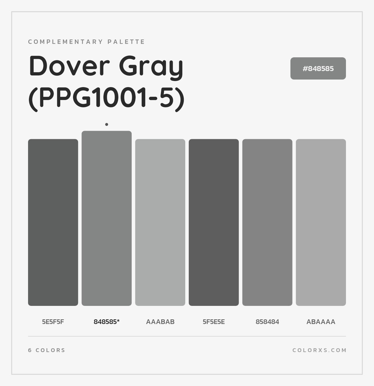 Dover Gray (PPG1001-5) - Complementary Color Palette
