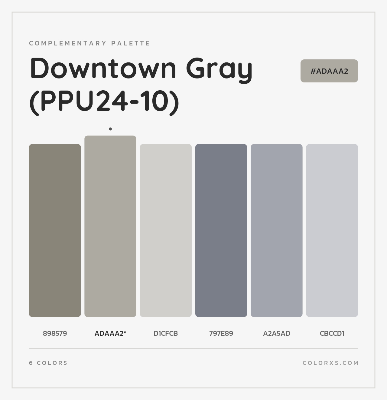 Downtown Gray (PPU24-10) - Complementary Color Palette