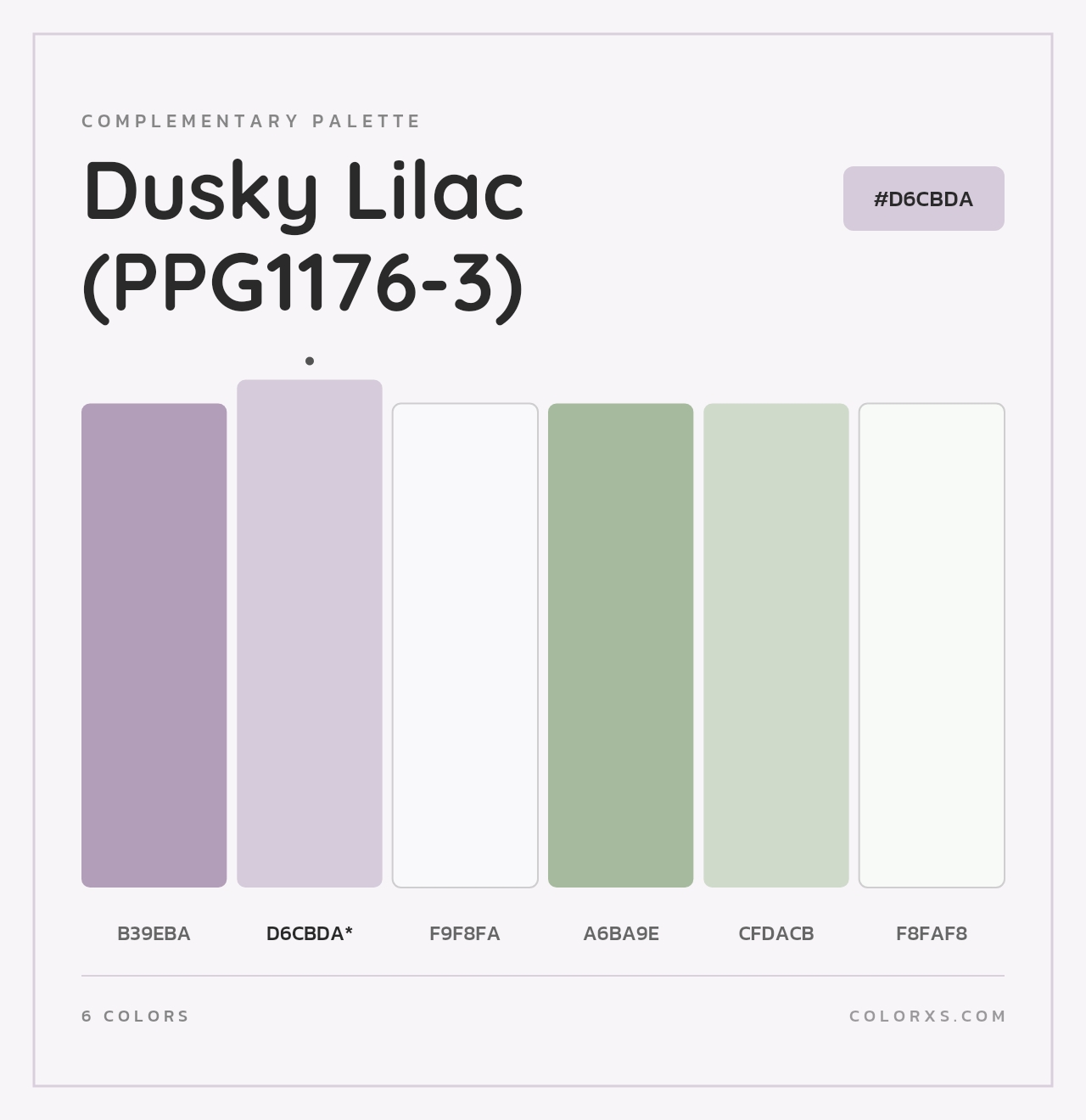 Dusky Lilac (PPG1176-3) - Complementary Color Palette