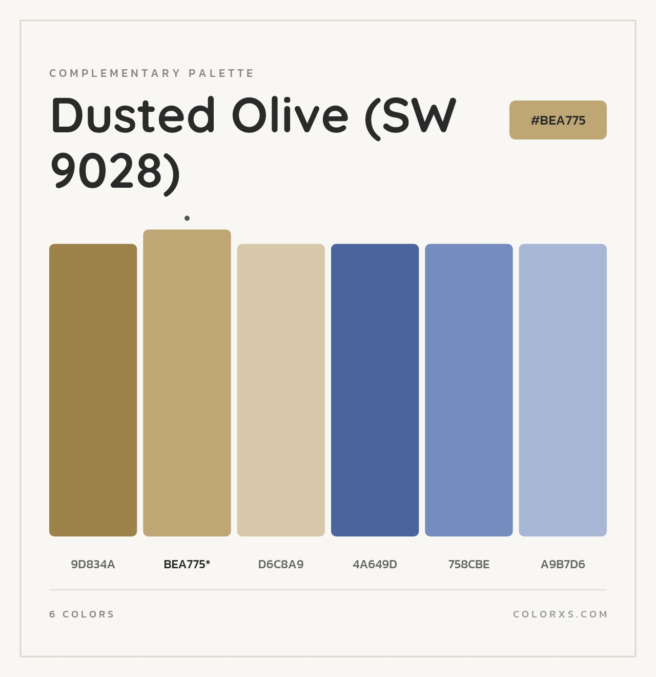 Dusted Olive (SW 9028) - Complementary Color Palette