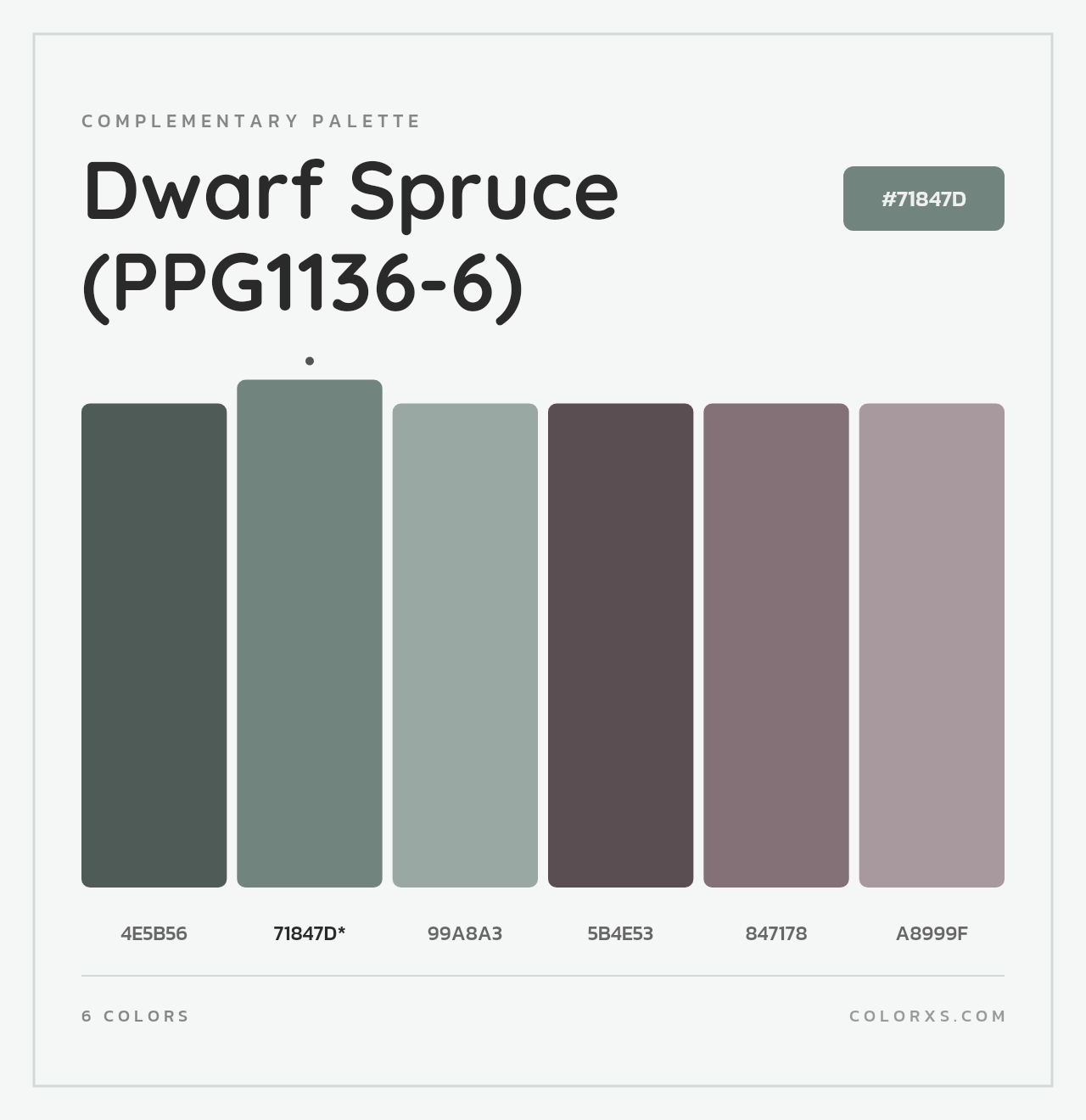 Dwarf Spruce (PPG1136-6) - Complementary Color Palette