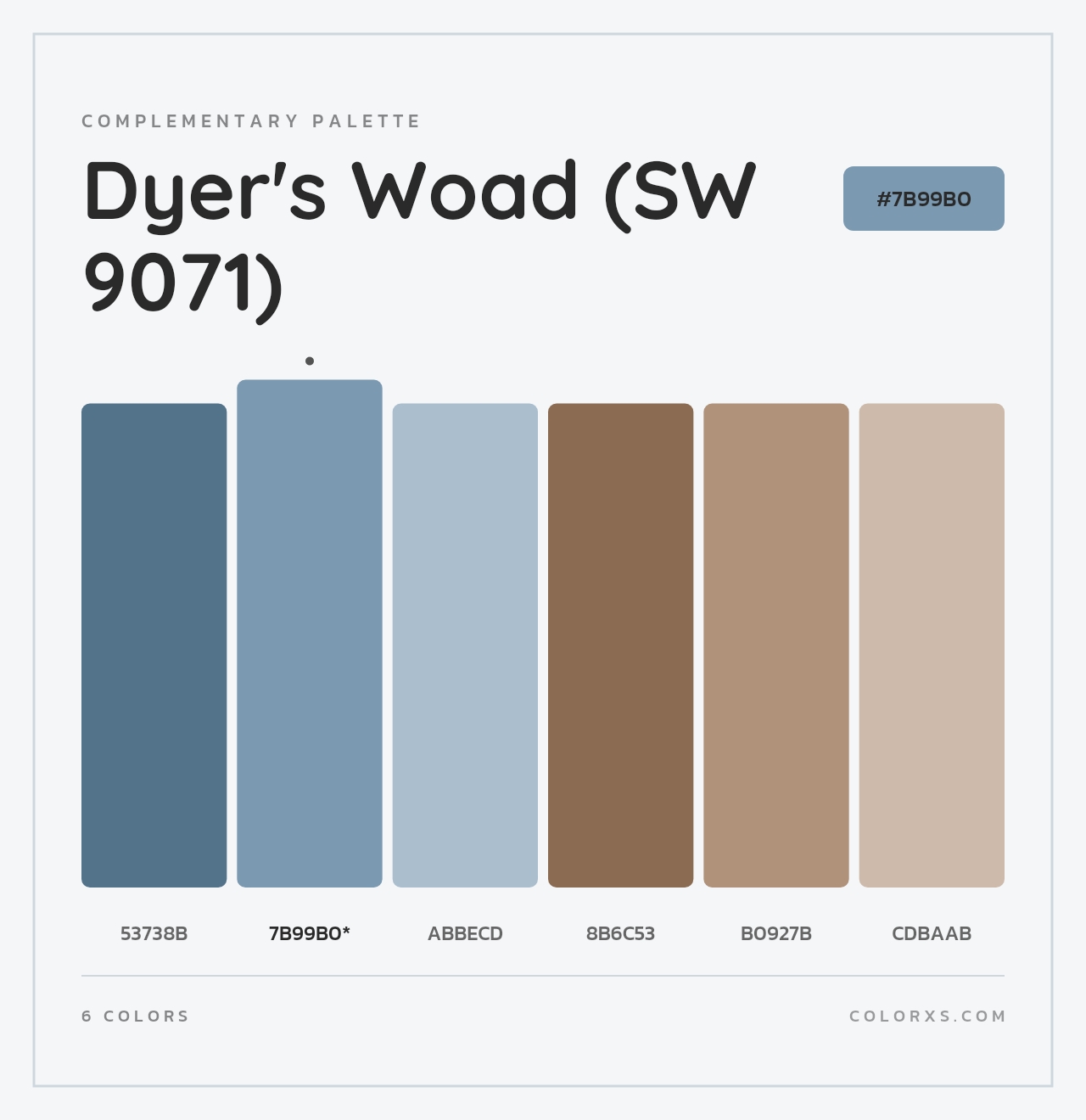 Dyer's Woad (SW 9071) - Complementary Color Palette