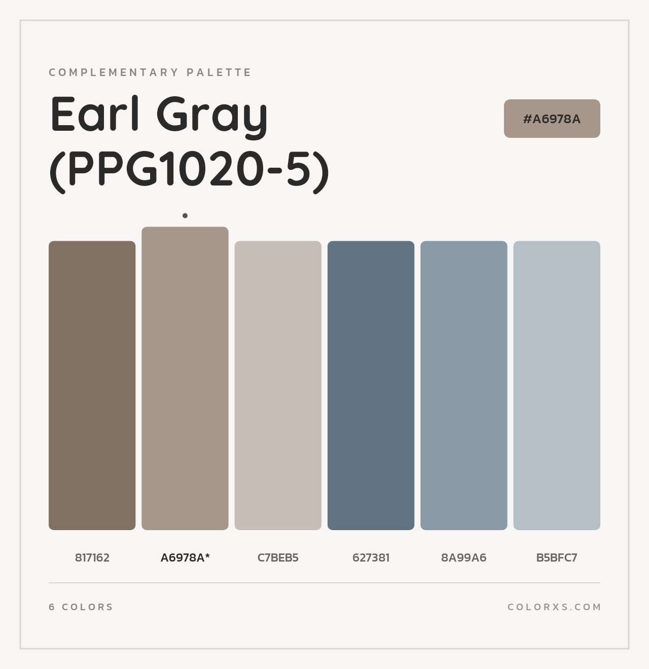 Earl Gray (PPG1020-5) - Complementary Color Palette