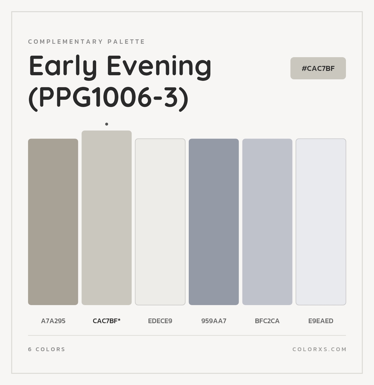 Early Evening (PPG1006-3) - Complementary Color Palette