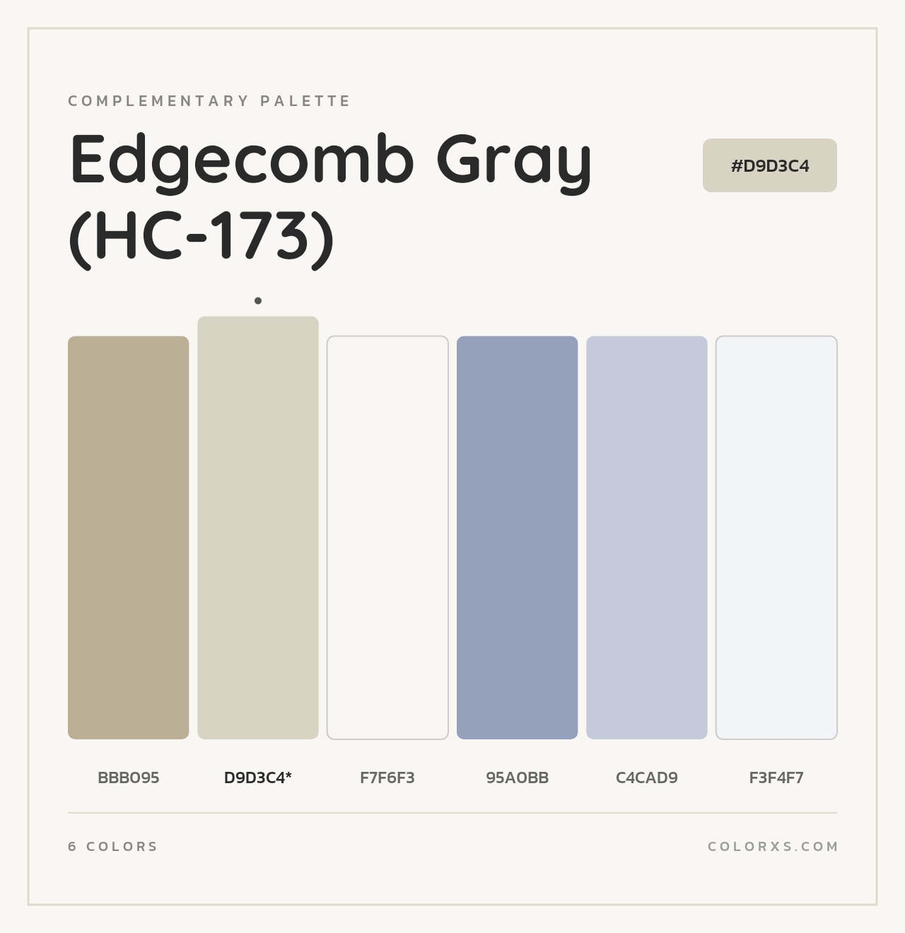 Edgecomb Gray (HC-173) - Complementary Color Palette