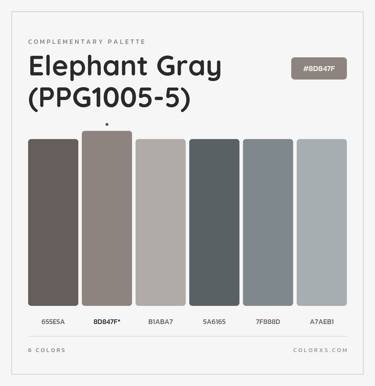 Elephant Gray (PPG1005-5) - Complementary Color Palette