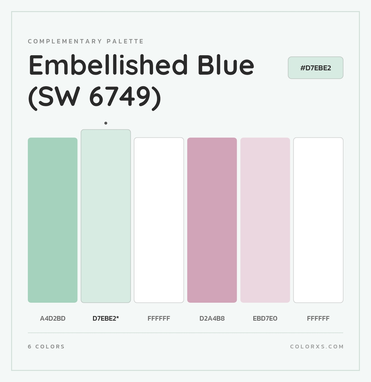 Embellished Blue (SW 6749) - Complementary Color Palette