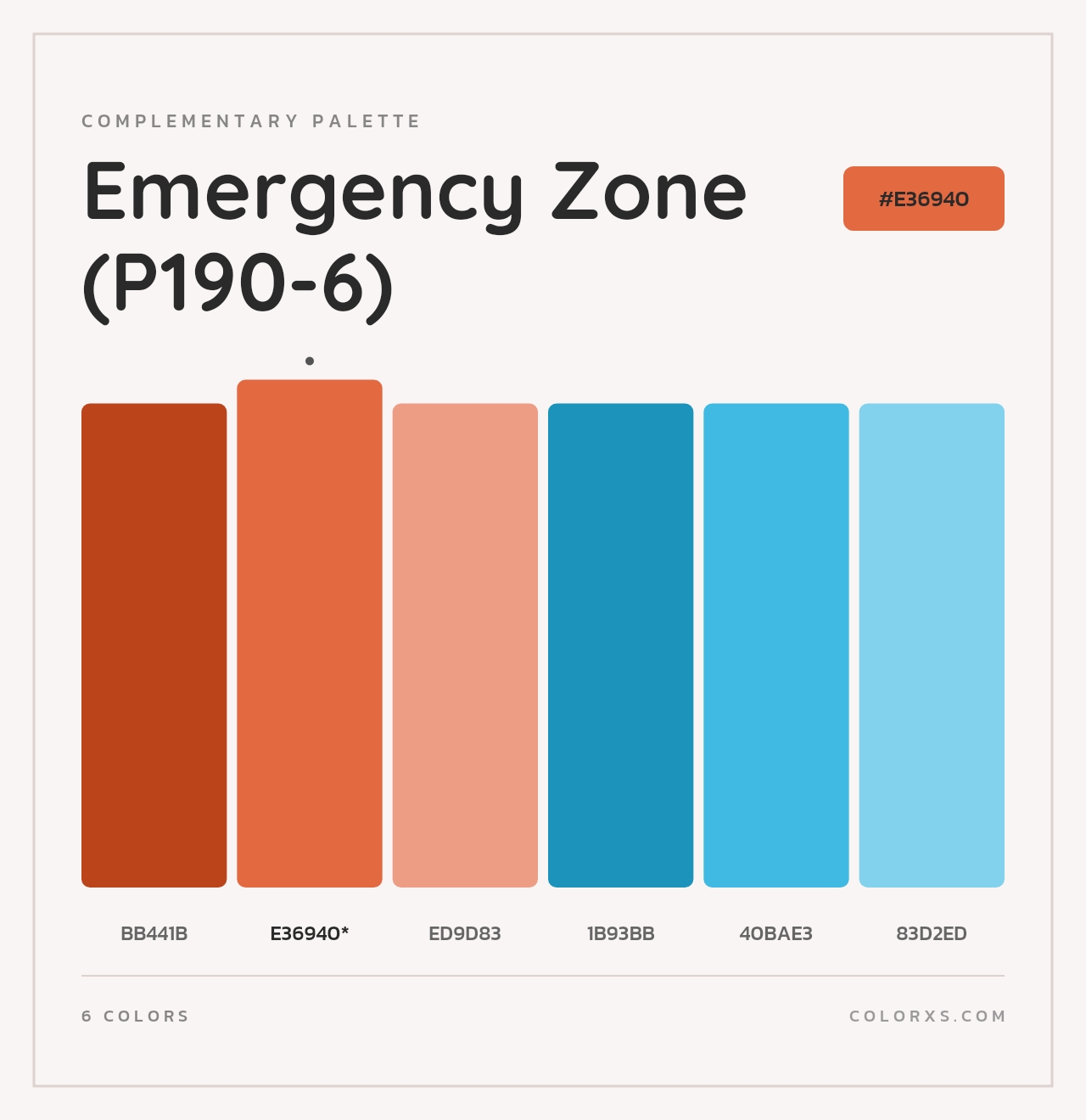 Emergency Zone (P190-6) - Complementary Color Palette