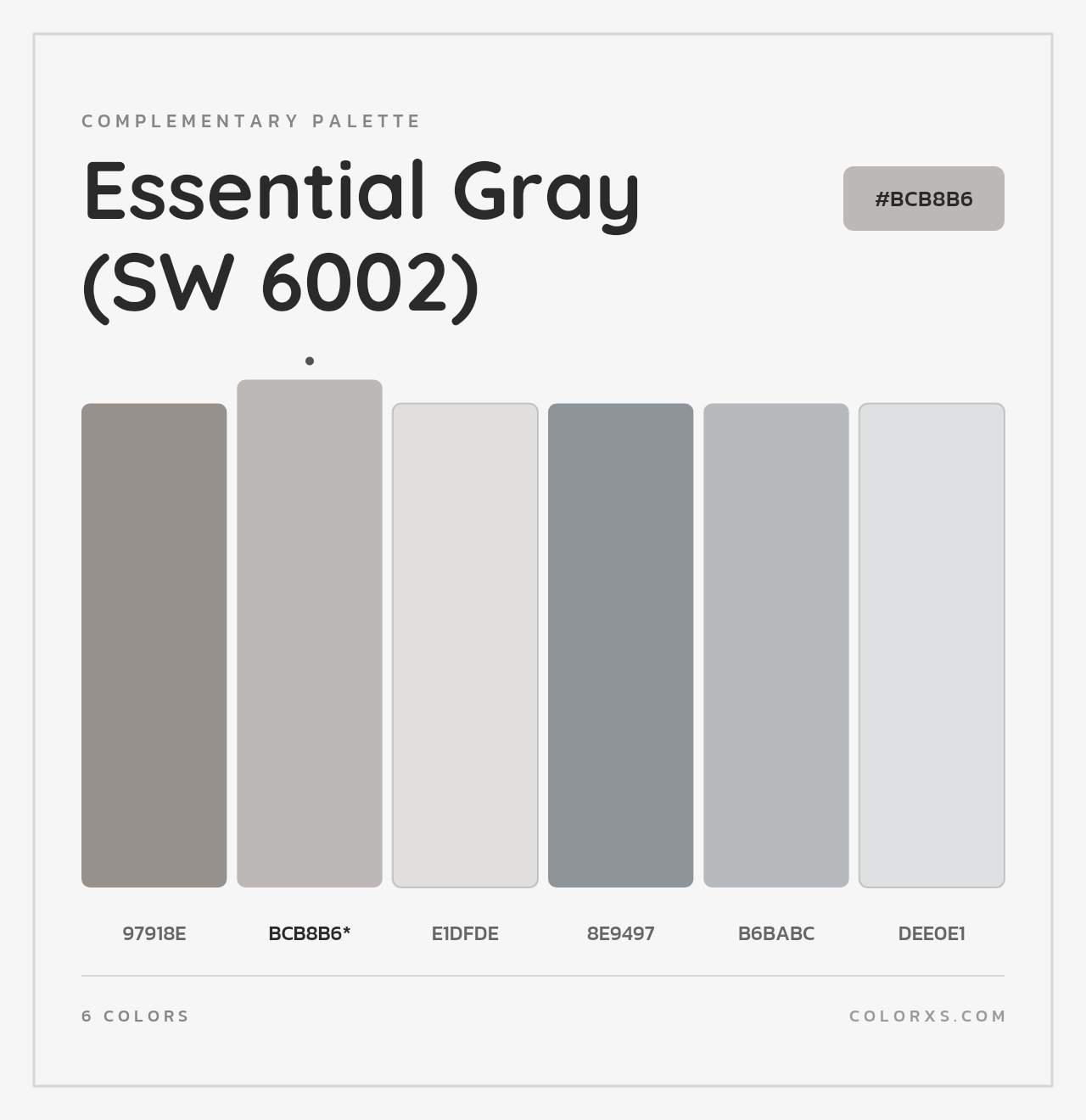 Essential Gray (SW 6002) - Complementary Color Palette