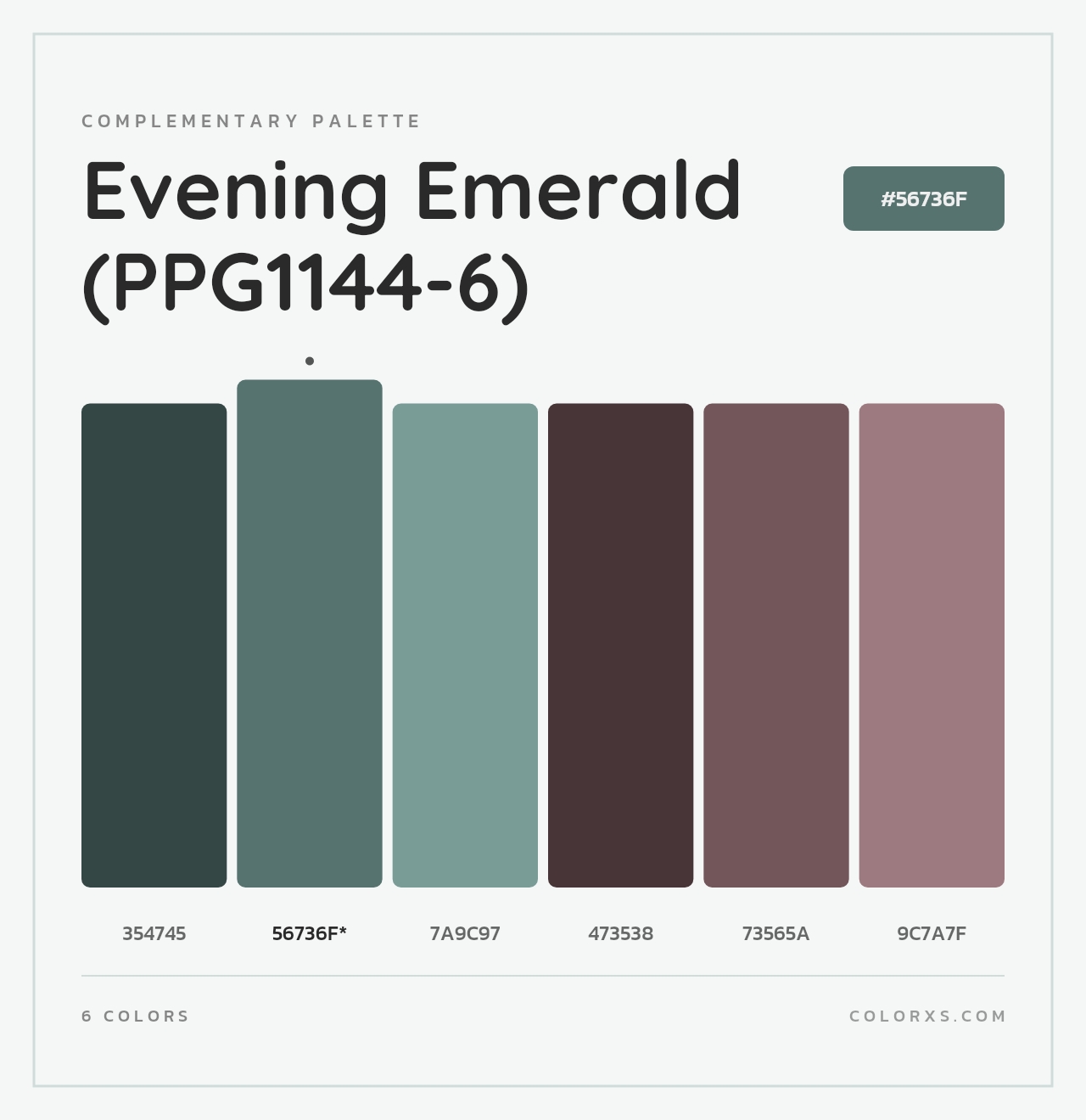 Evening Emerald (PPG1144-6) - Complementary Color Palette