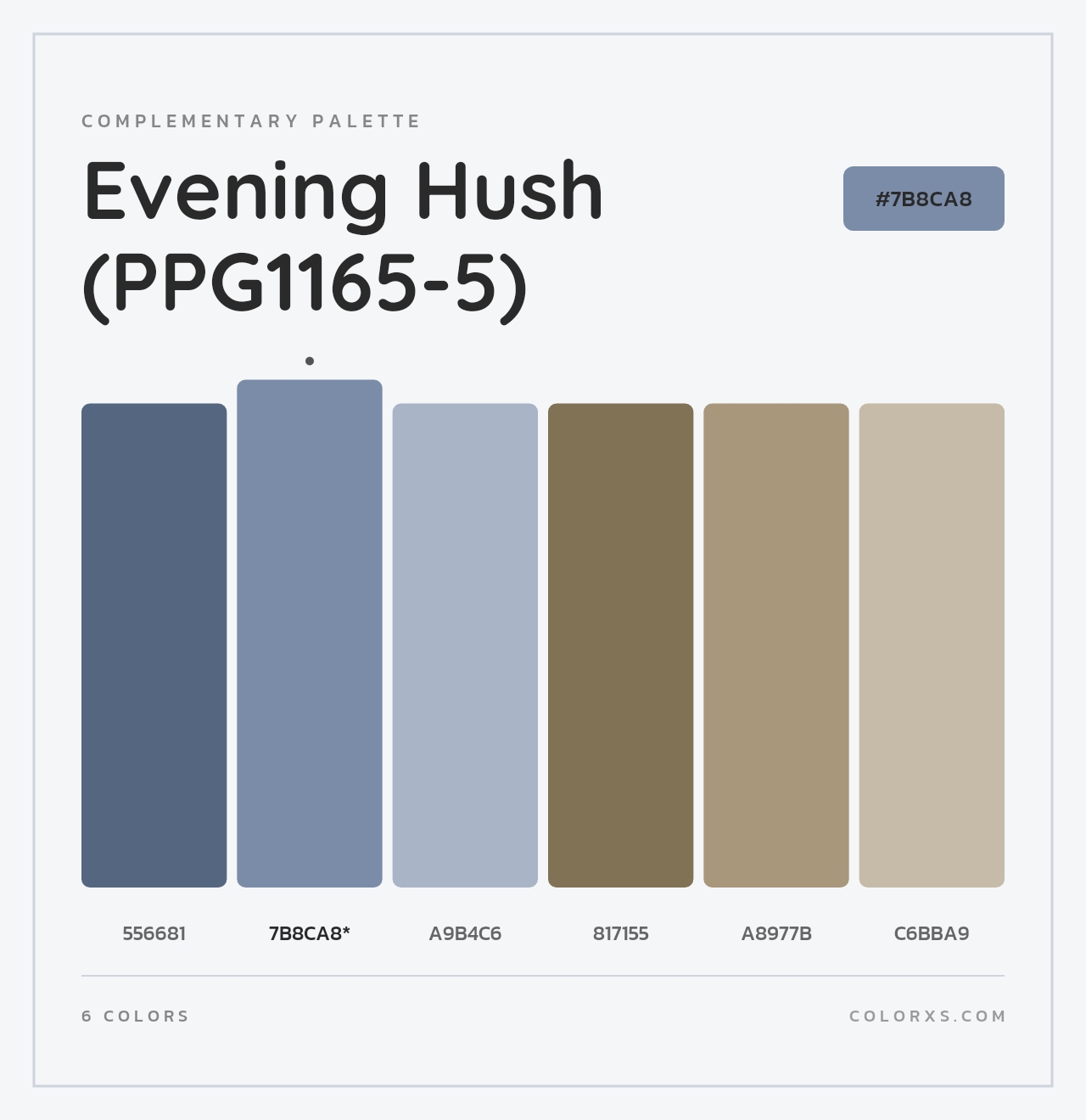 Evening Hush (PPG1165-5) - Complementary Color Palette