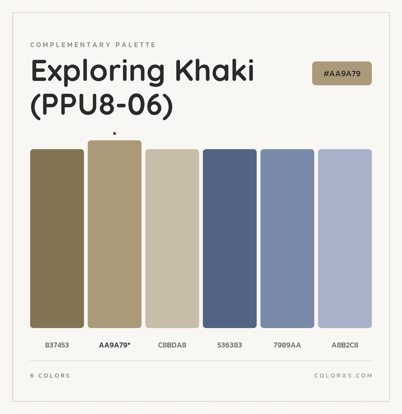 Exploring Khaki (PPU8-06) - Complementary Color Palette