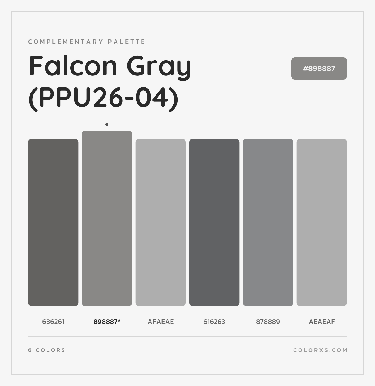 Falcon Gray (PPU26-04) - Complementary Color Palette
