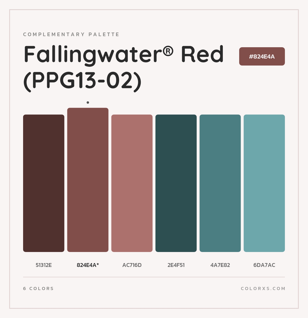 Fallingwater® Red (PPG13-02) - Complementary Color Palette
