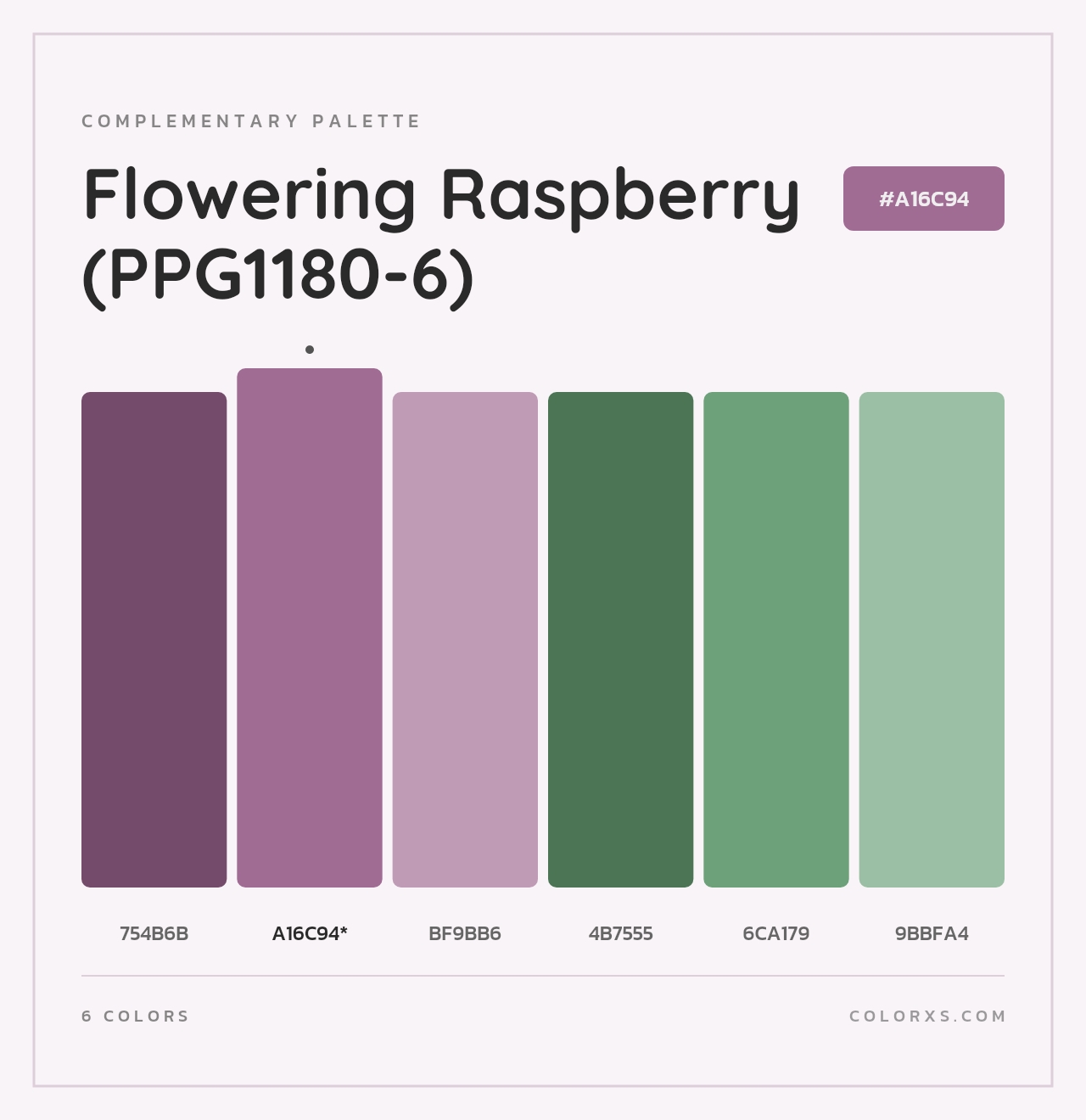 Flowering Raspberry (PPG1180-6) - Complementary Color Palette