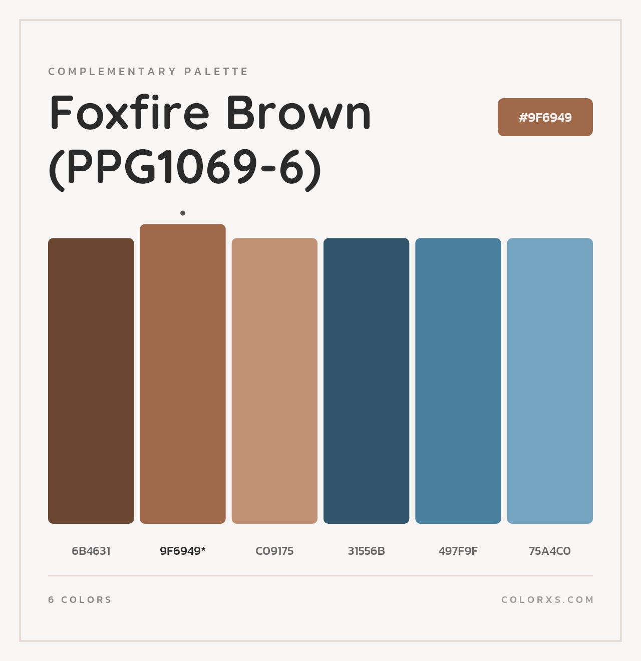 Foxfire Brown (PPG1069-6) - Complementary Color Palette