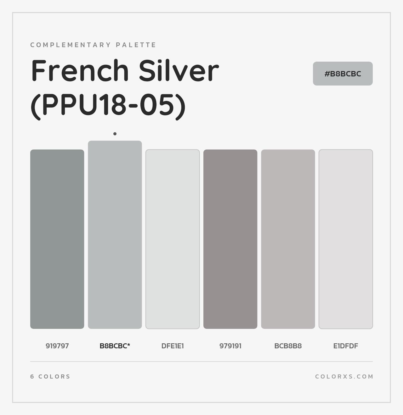 French Silver (PPU18-05) - Complementary Color Palette