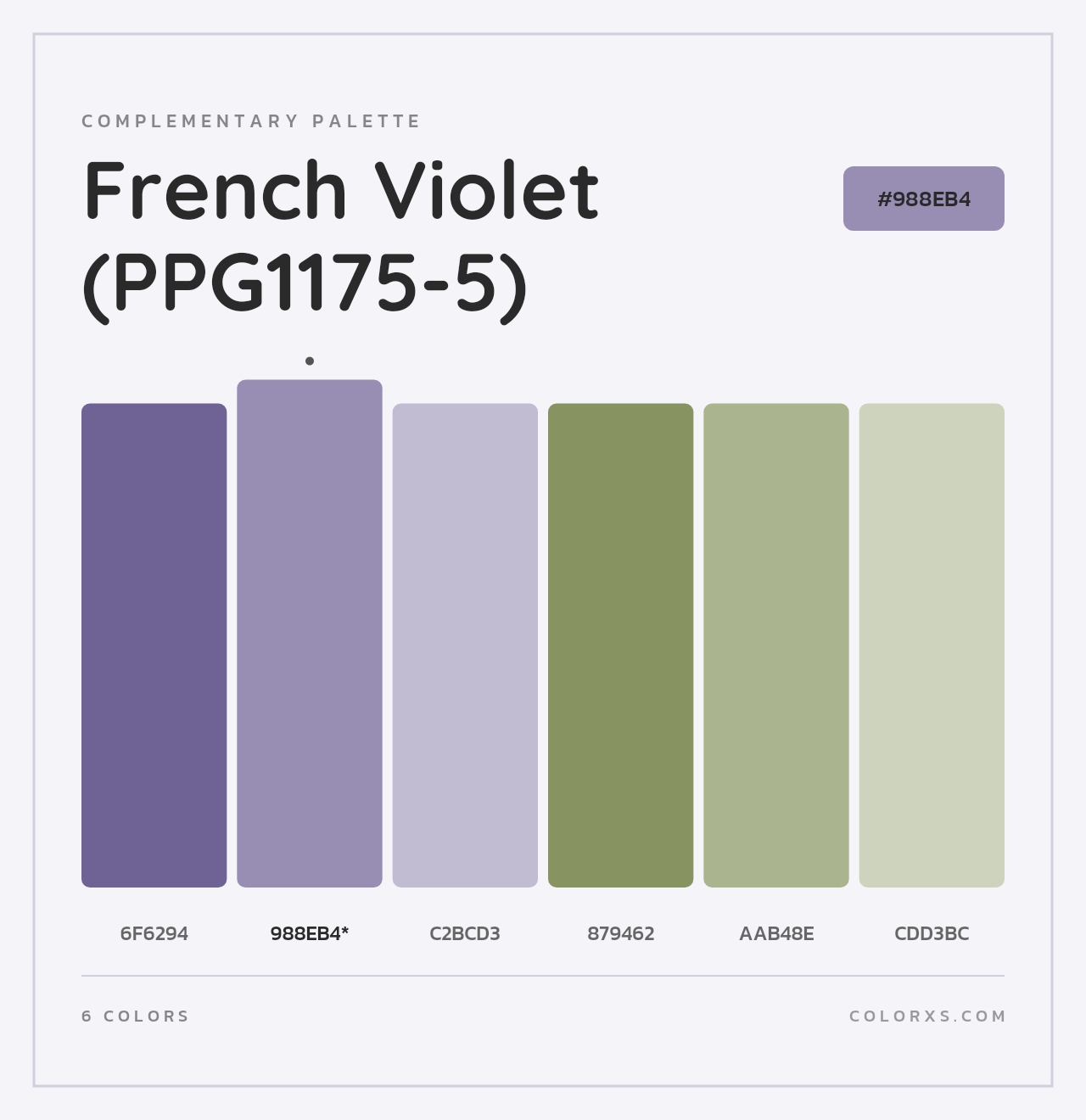 French Violet (PPG1175-5) - Complementary Color Palette