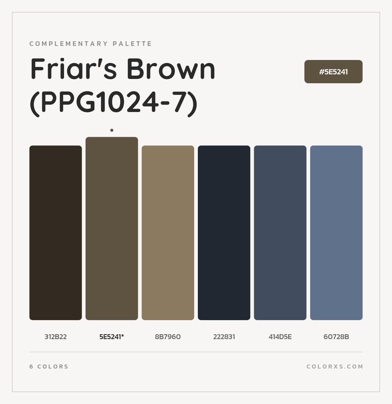 Friar's Brown (PPG1024-7) - Complementary Color Palette