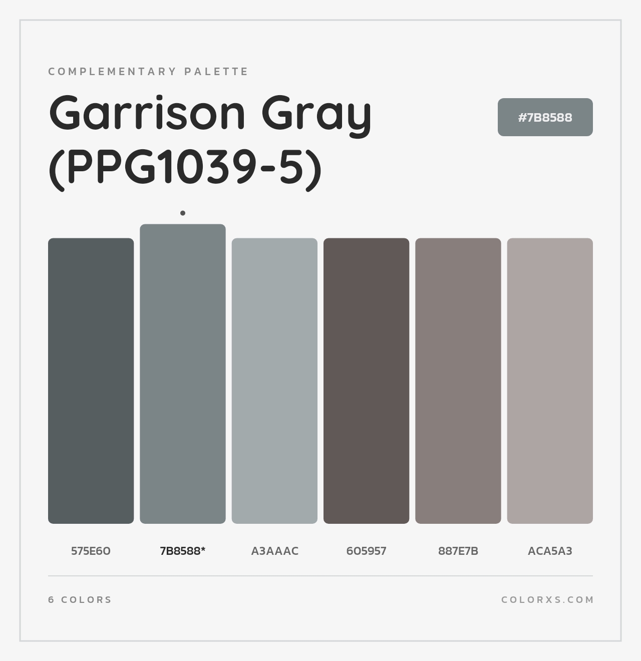Garrison Gray (PPG1039-5) - Complementary Color Palette