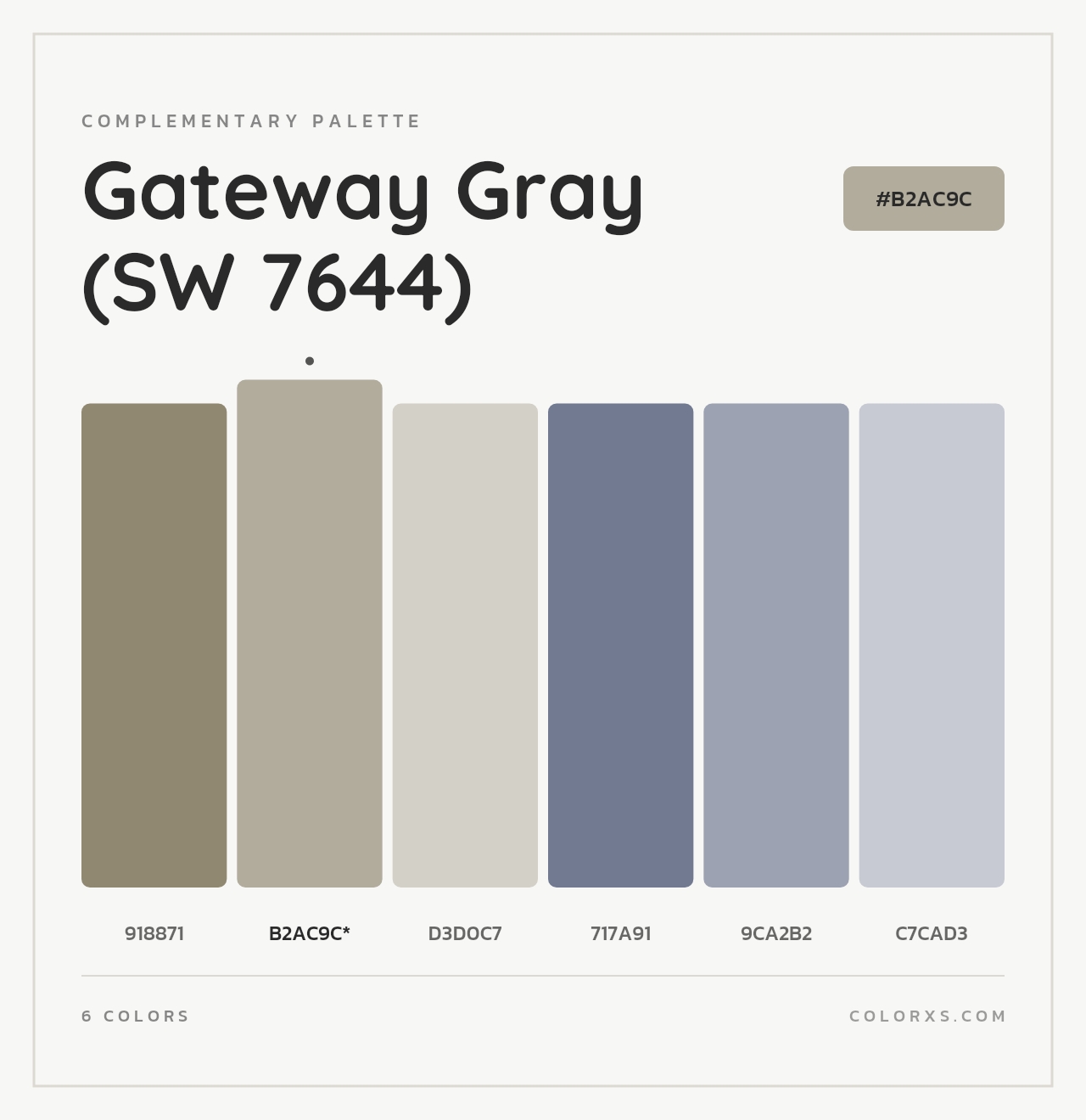 Gateway Gray (SW 7644) - Complementary Color Palette