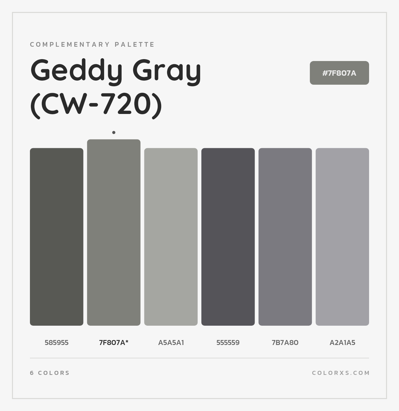 Geddy Gray (CW-720) - Complementary Color Palette